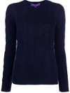 Polo Ralph Lauren Cable-knit Silk Sweater In Blue