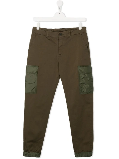 Moncler Teen Cargo Trousers In Green