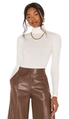 Wolford Colorado Turtleneck Jersey Thong Bodysuit In Ecru