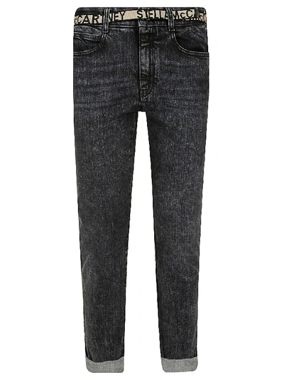 Stella Mccartney Logo Belt Cropped Jeans In Denim