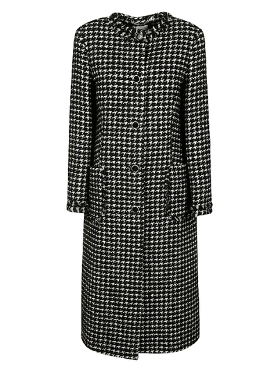 Be Blumarine All-over Houndstooth Coat In White/black