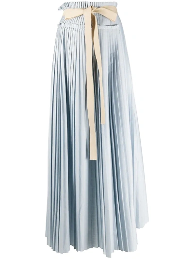 Roksanda Tie-waist Pleated Maxi Skirt In Blue