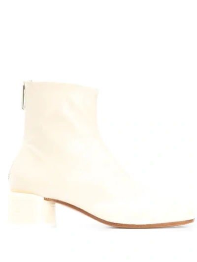 Mm6 Maison Margiela Block Heel Ankle Boots In Bianco