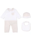 Fendi Ff Three-piece Babygrow Set In White
