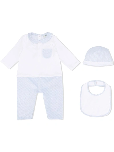Fendi Babies' 经典logo印花三件式睡衣套装 In Azzurro