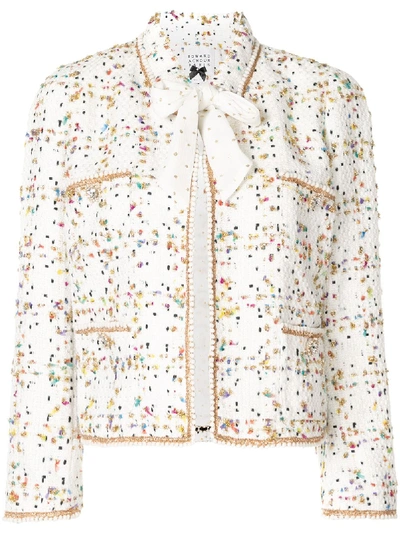 Edward Achour Paris Textured Tweed Jacket In White