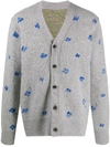 ADER ERROR LONG-SLEEVE FLORAL KNITTED CARDIGAN
