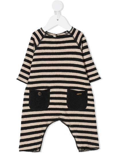 Zhoe & Tobiah Babies' Striped Long-sleeve Romper In Neutrals