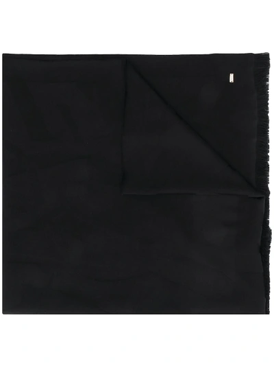 SAINT LAURENT MONOGRAM FRINGED SCARF 