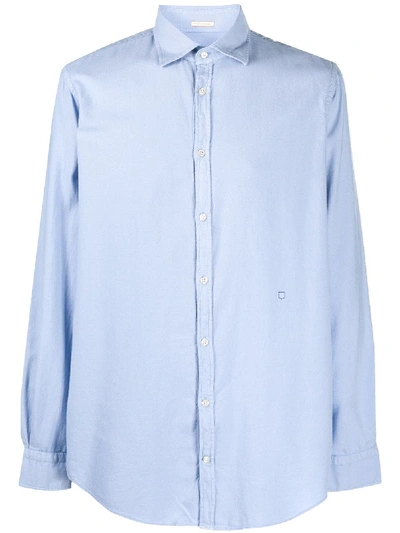 Massimo Alba Spread Collar Long-sleeve Shirt In Blue