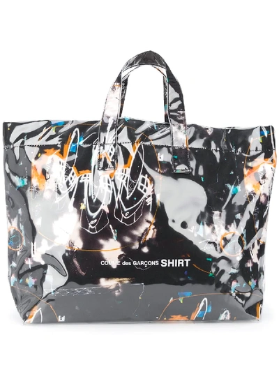 Comme Des Garçons Shirt Graphic Shopping Tote In Black