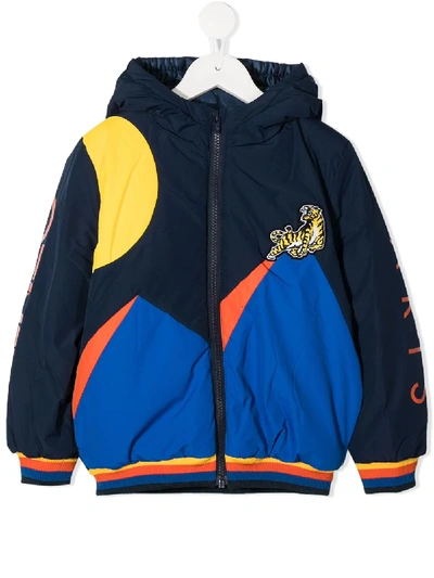 Kenzo Kids' Multicolor Jacket For Boy With Tiger In Blue