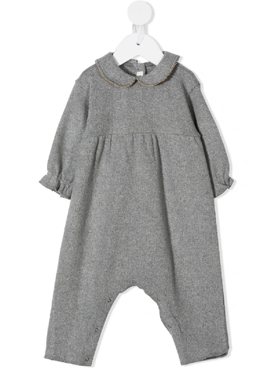 Zhoe & Tobiah Babies' Peter Pan Collar Knitted Romper In Grey
