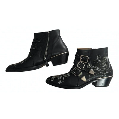 Pre-owned Chloé Susanna Black Leather Ankle Boots