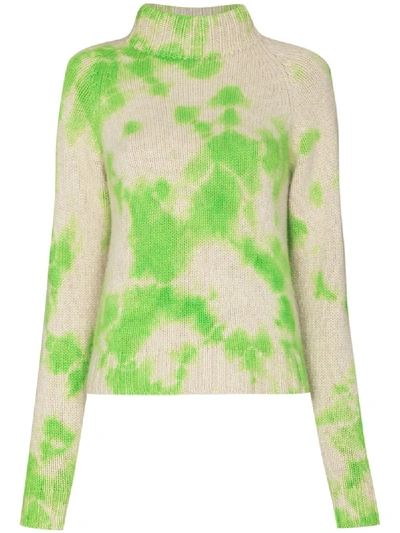 The Elder Statesman Hot Yuma High-neck Tie-dye Cashmere Sweater In White