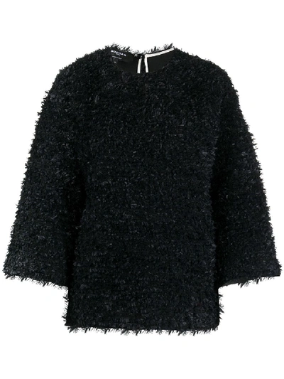 Rochas Boxy Tweed Top In Black