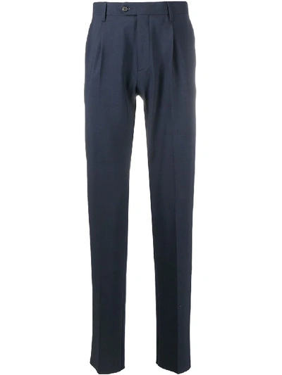 Traiano Milano Straight Leg Tailored Trousers In Blue