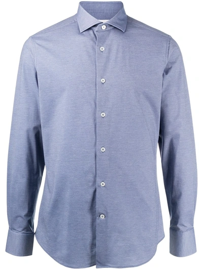 Traiano Milano Long Sleeve Shirt In Blue