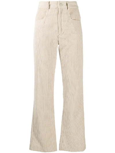 Isabel Marant Étoile Delvira Velvet Ribbed Trousers In Beige