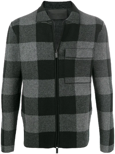 Iris Von Arnim Front Zip Fastening Check Cashmere Fleece In Grey