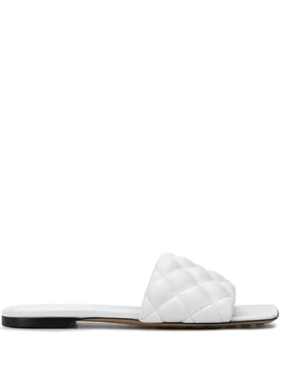Bottega Veneta 10mm Padded Leather Slide Flats In Optic White