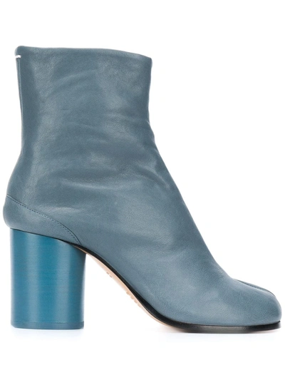 Maison Margiela Tabi 100mm Leather Boots In Blue