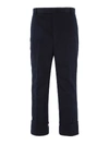 Thom Browne Trousers With Contrast Stitching In Blue