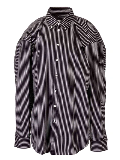 Balenciaga Striped Logo Shirt In Black