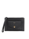 MULBERRY LEATHER WRISTLET CLUTCH IN BLACK