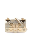 PINKO PINKO LOVE ICON STUDDED HEART MINI BAG IN GOLD COLOR