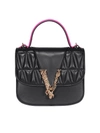 VERSACE NEON DETAILED LEATHER BAG IN BLACK