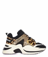 Naked Wolfe Track Sneaker In Glittery Leather With Animalier Inserts In Gold