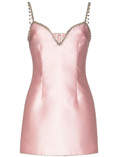 Area Crystal Embellished Mini Dress In Pink