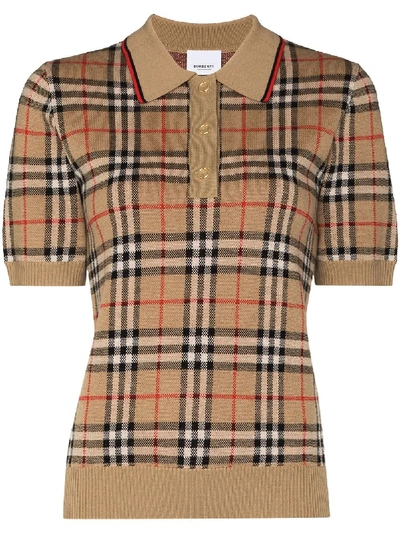 Burberry Vintage Check Jacquard Polo Shirt In Neutrals