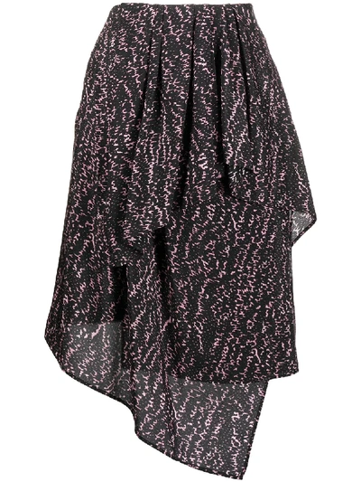 Christian Wijnants Abstract-print Asymmetric Skirt In Black