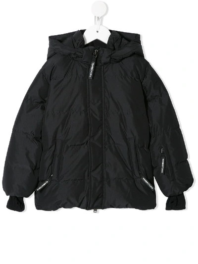 Dolce & Gabbana Kids' Shell Padded Jacket In N0000 Black