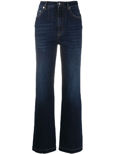 Dolce & Gabbana Stonewashed-effect Straight-leg Jeans In Blue