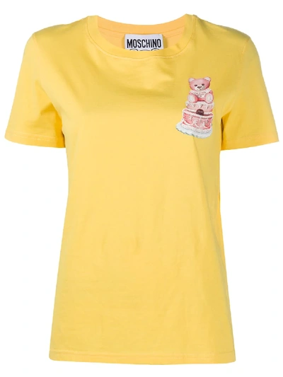 Moschino Cake Teddy Bear T-shirt In Yellow