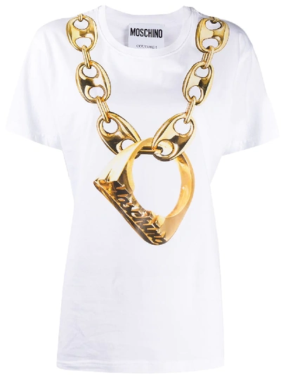 Moschino Chain-link Print T-shirt In White