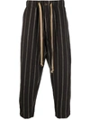Uma Wang Striped Cropped Trousers In Brown