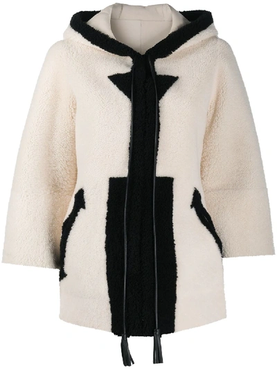 Blancha Hooded Shearling Jacket In White