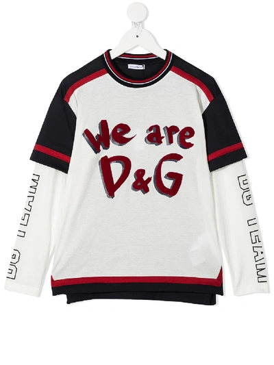 Dolce & Gabbana Kids' We Are D&g T-shirt In White