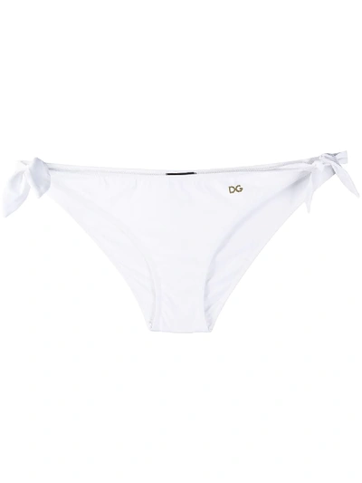 Dolce & Gabbana Dg Plaque Tied Bikini Bottom In White