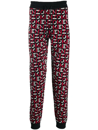 Kenzo Logo Print Knitted Track Trousers In Black