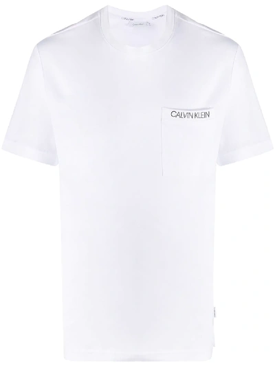 Calvin Klein Logo-print Patch Pocket T-shirt In White