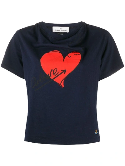 Vivienne Westwood Heart Print Organic Cotton T-shirt In Blue