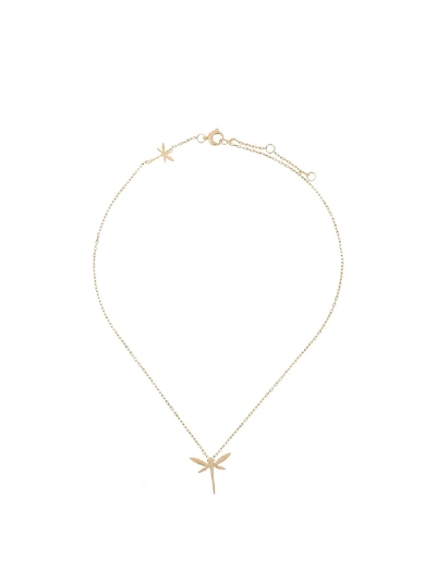Anapsara 18kt Yellow Gold And Diamond Mini Dragonfly Necklace