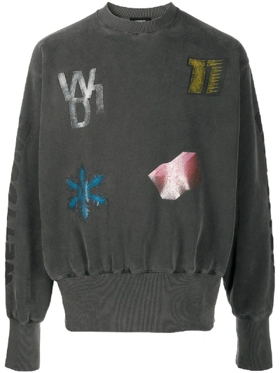 We11 Done Faded Logo-embossed Sweatshirt In Grey