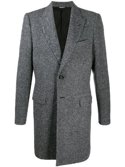 Dolce & Gabbana Single-breasted Wool Coat In Grey