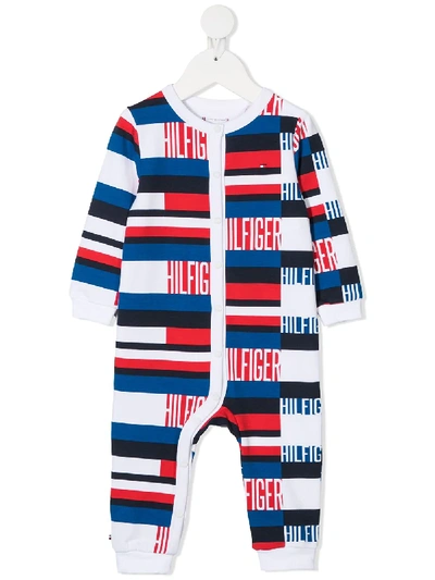 Tommy Hilfiger Junior Babies' Logo Stripe Bodysuit In Blue